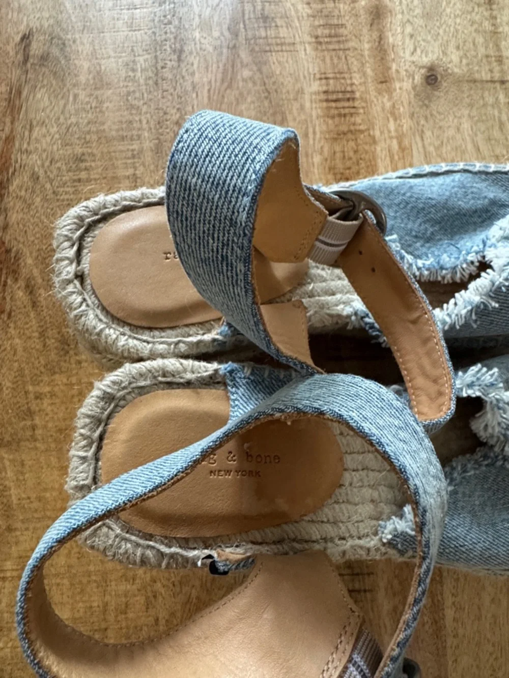 Rag and Bone Santiago Distressed Denim Espadrille Wedge Sandals espadrilles NEW